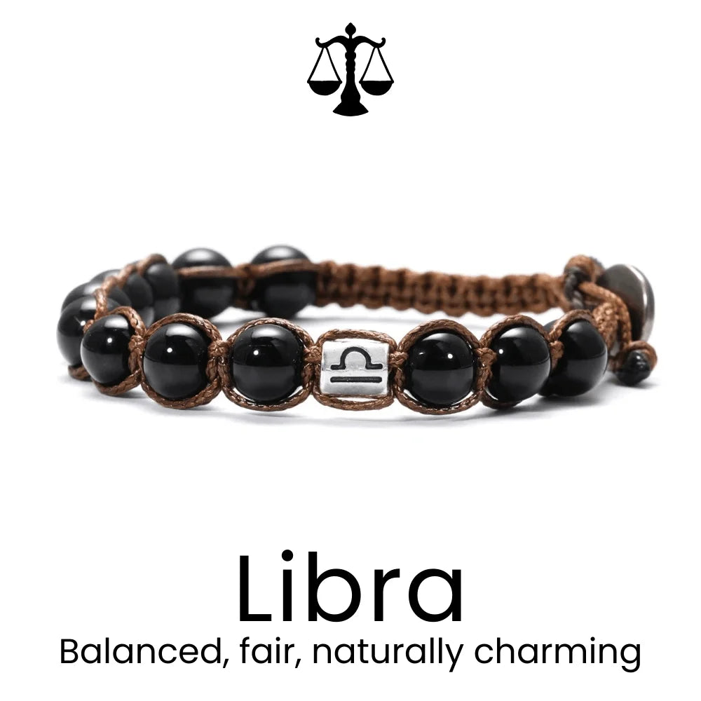 Black Braided Zodiac Bracelet - Sphere Standouts