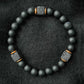 Black Lava Stone and Matte Onyx Beaded Bracelet - Sphere Standouts