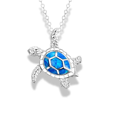 Blue Opal Turtle Necklace - Sphere Standouts