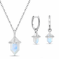 Blue Rainbow Moonstone Necklace With Earring - Sphere Standouts