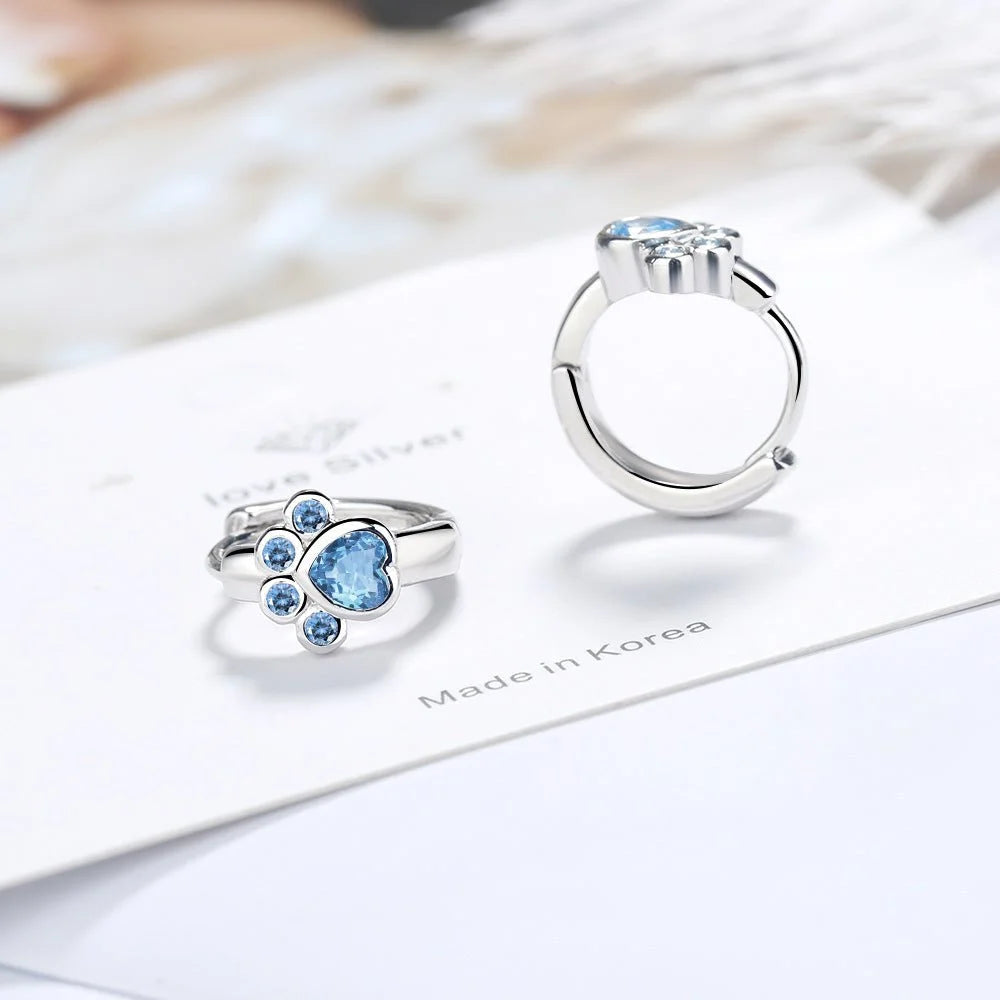 Blue Zircon Cat Paw Earrings - Sphere Standouts