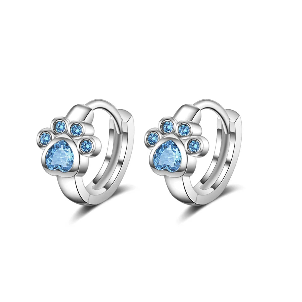Blue Zircon Cat Paw Earrings - Sphere Standouts