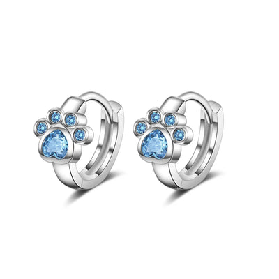 Blue Zircon Cat Paw Earrings - Sphere Standouts