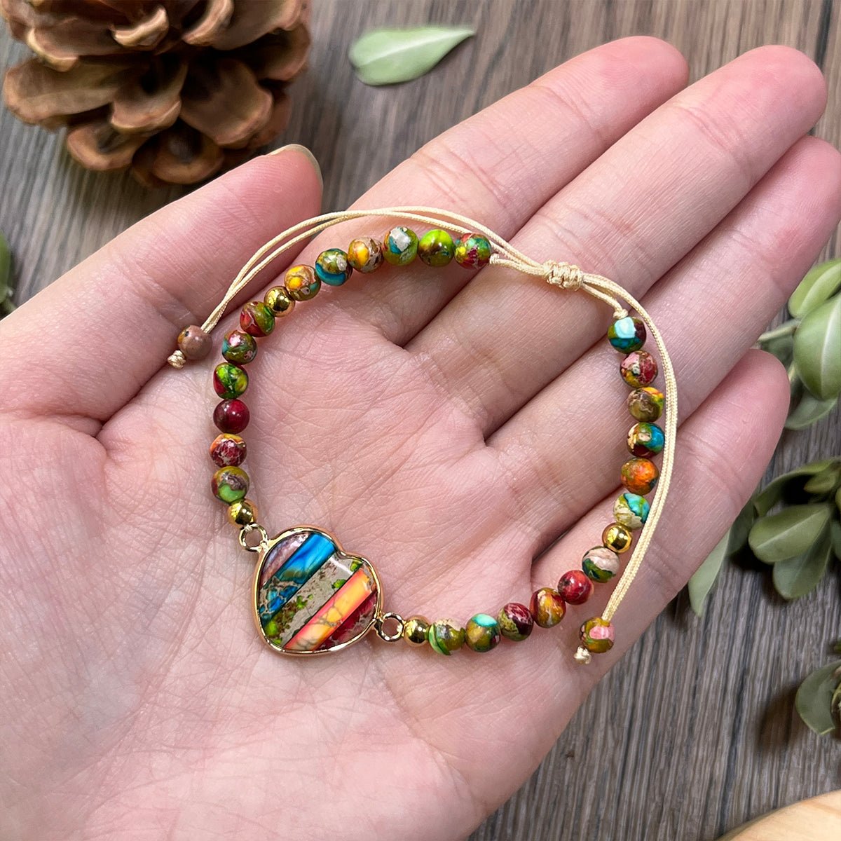 Braided Heart 7 Chakra Bracelet | Natural Energy Stone - Sphere Standouts