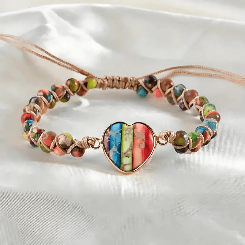 Braided Heart 7 Chakra Bracelet | Natural Energy Stone - Sphere Standouts