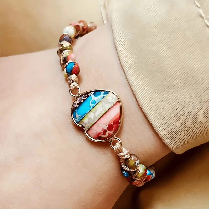 Braided Heart 7 Chakra Bracelet | Natural Energy Stone - Sphere Standouts