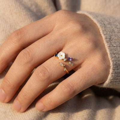Spring Blossom Ring - lifestyle hand sweater