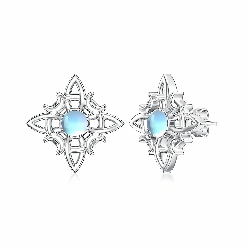 Celtic Moonstone Stud Earrings - Sphere Standouts