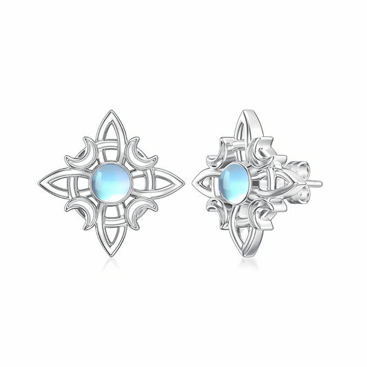 Celtic Moonstone Stud Earrings - Sphere Standouts