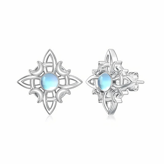 Celtic Moonstone Stud Earrings - Sphere Standouts
