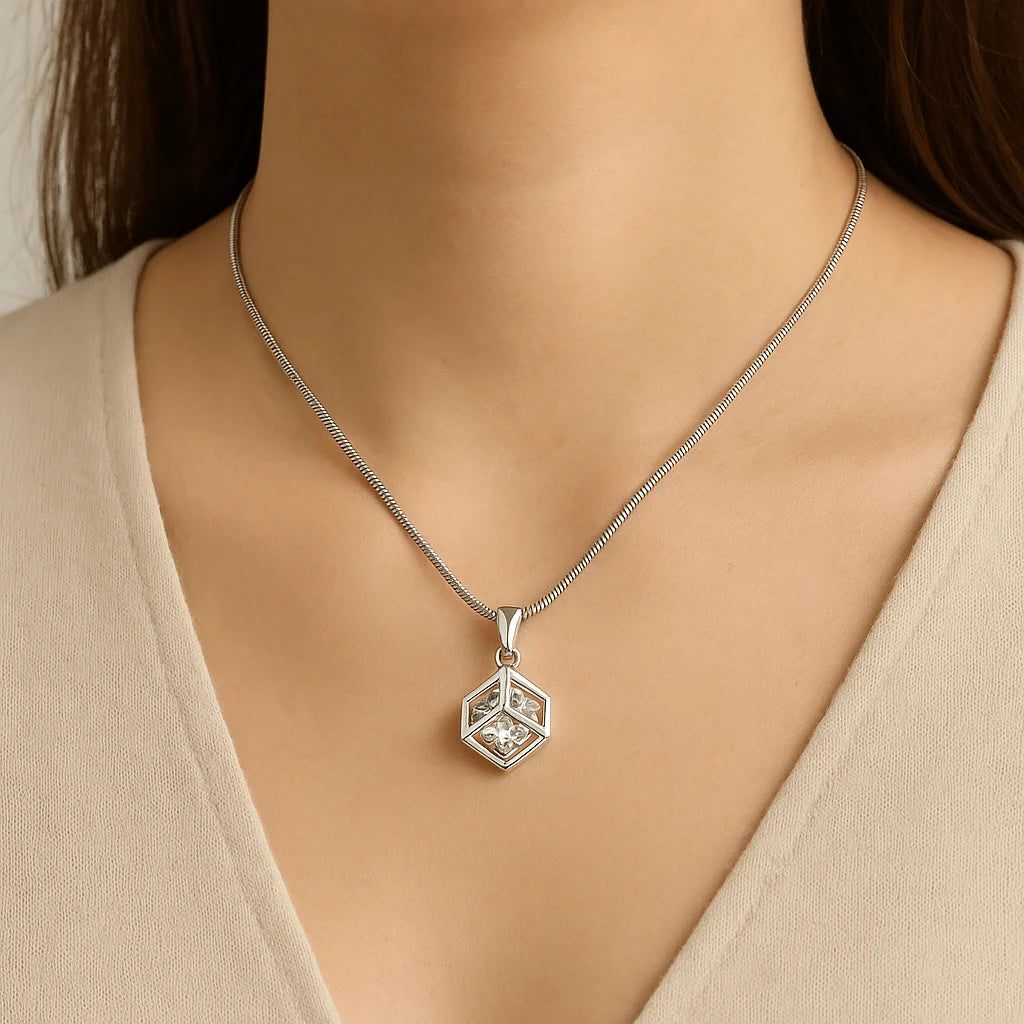 Cubic Zirconia Necklace & Earring Set - Sphere Standouts