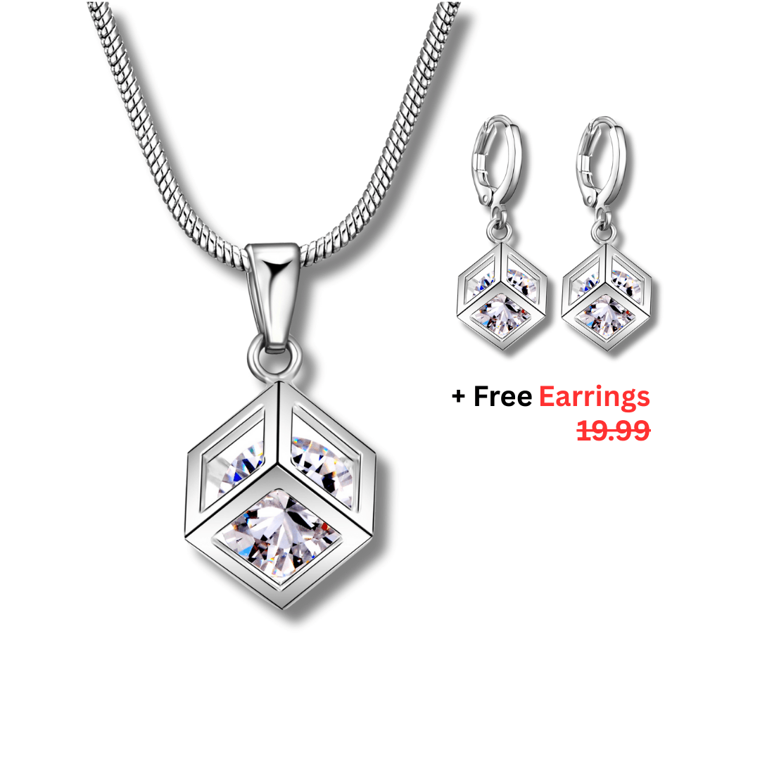 Cubic Zirconia Necklace & Earring Set - Sphere Standouts