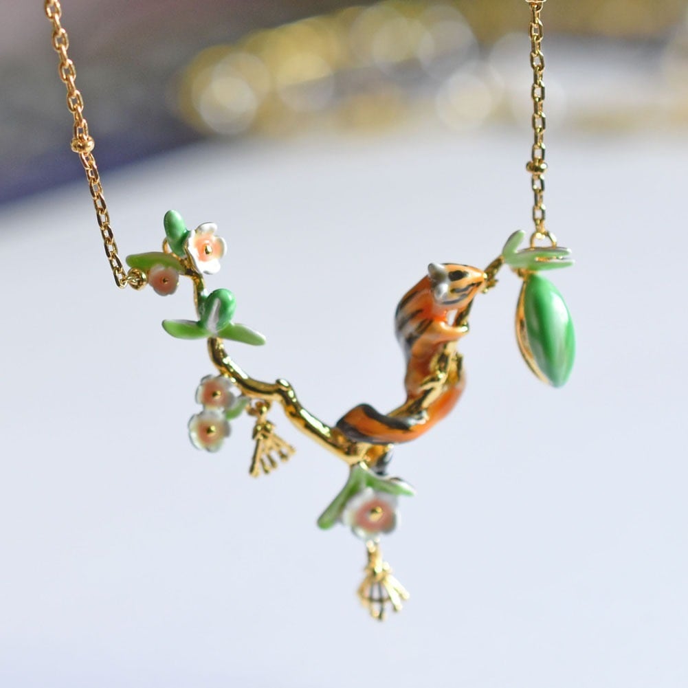 Squirrel & Blossom Necklace