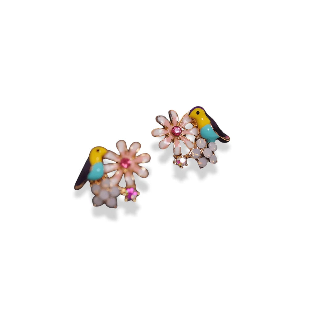 Daisy Bird Charm Earrings - Sphere Standouts