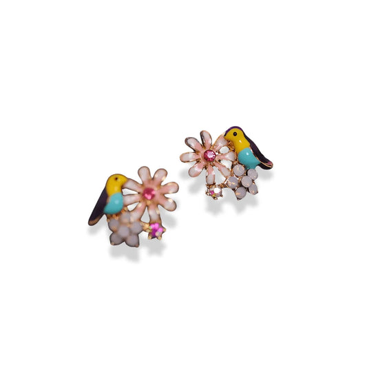 Daisy Bird Charm Earrings - Sphere Standouts