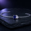 Duo birthstone bracelet in silver with sapphire and clear stones