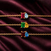 Three duo birthstone bracelets with different birthstone pairings