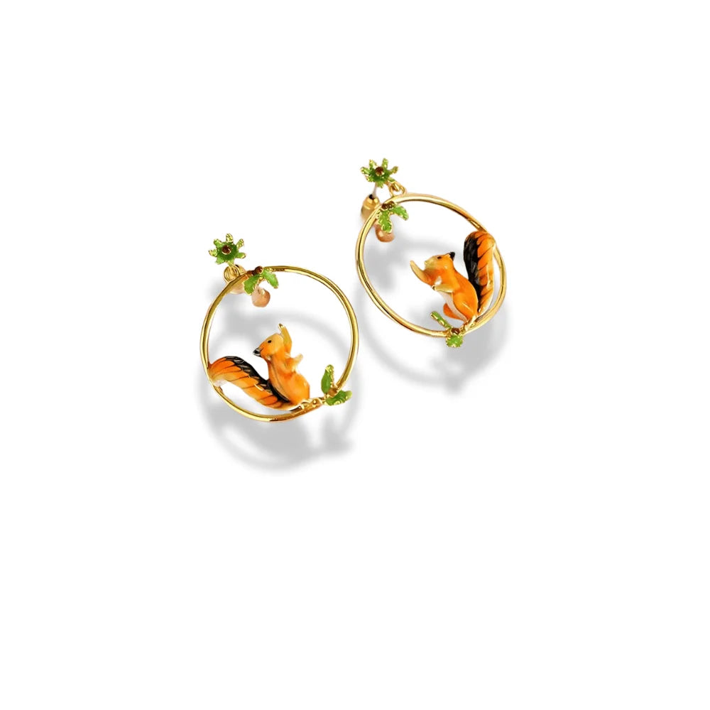 Enchanted Squirrel Hoop Earrings - Sphere Standouts