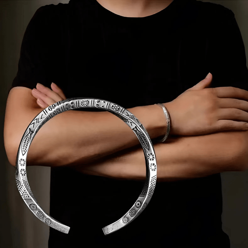 Ethnic Design Open Cuff Bracelet - Sphere Standouts