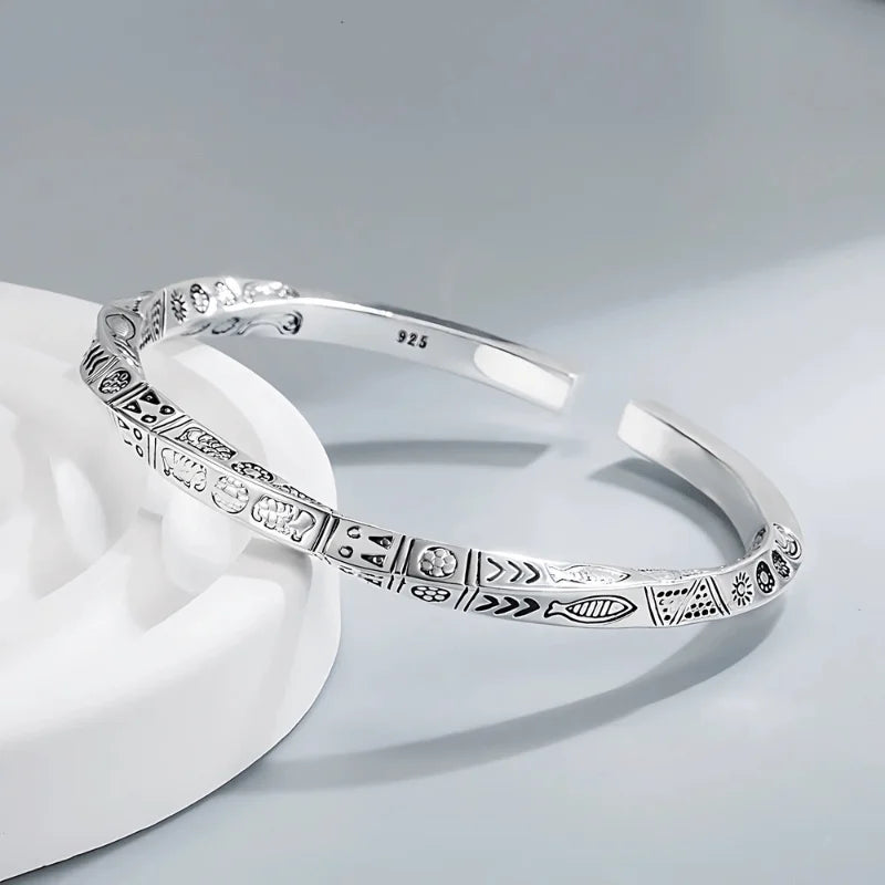 Ethnic Design Open Cuff Bracelet - Sphere Standouts