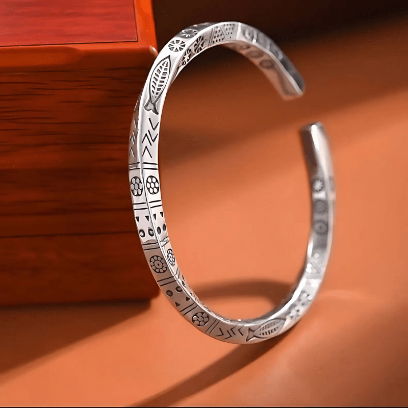 Ethnic Design Open Cuff Bracelet - Sphere Standouts
