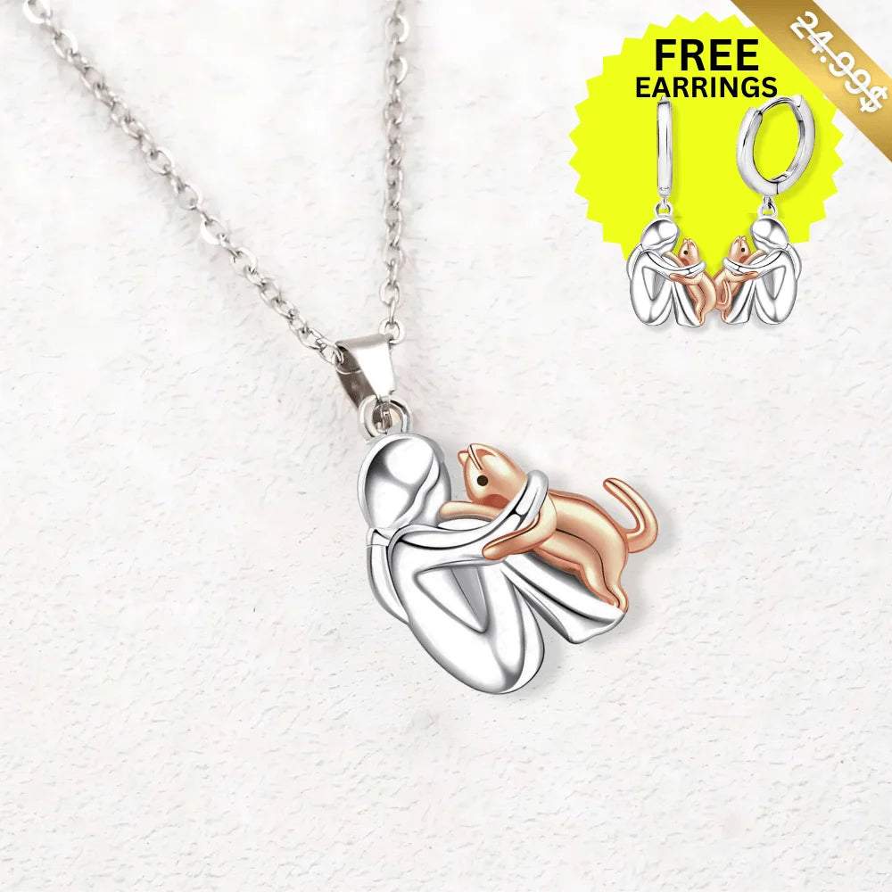 Faithful Cat Pendant + Earrings - Sphere Standouts