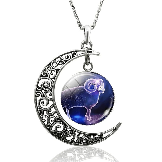 GalaxyAura Moon Zodiac Necklace - Sphere Standouts