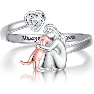 Girl & Dog Friendship Ring (925 Silver) - Sphere Standouts