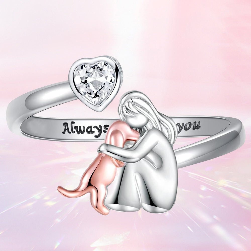 Girl & Dog Friendship Ring (925 Silver) - Sphere Standouts