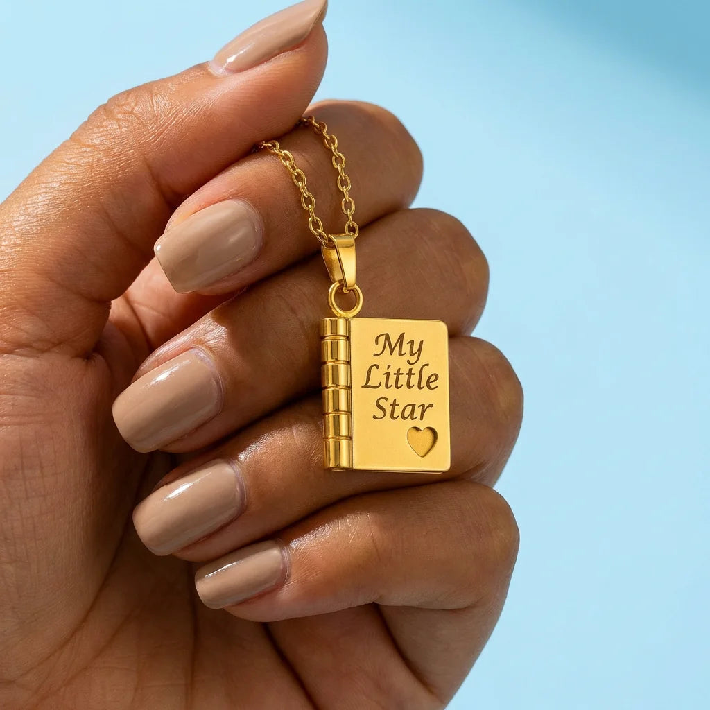 Guiding Star Message Locket Necklace — Daughter in Gold — necklace for women