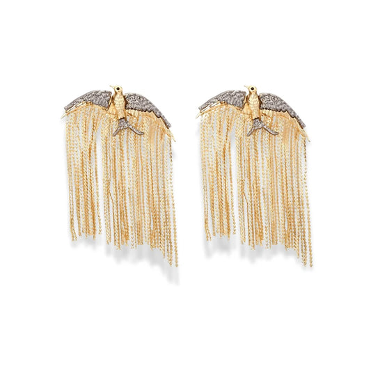 Golden Eagle Chain Earrings - Sphere Standouts