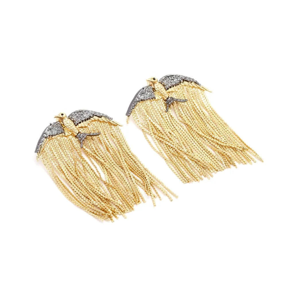 Golden Eagle Chain Earrings - Sphere Standouts