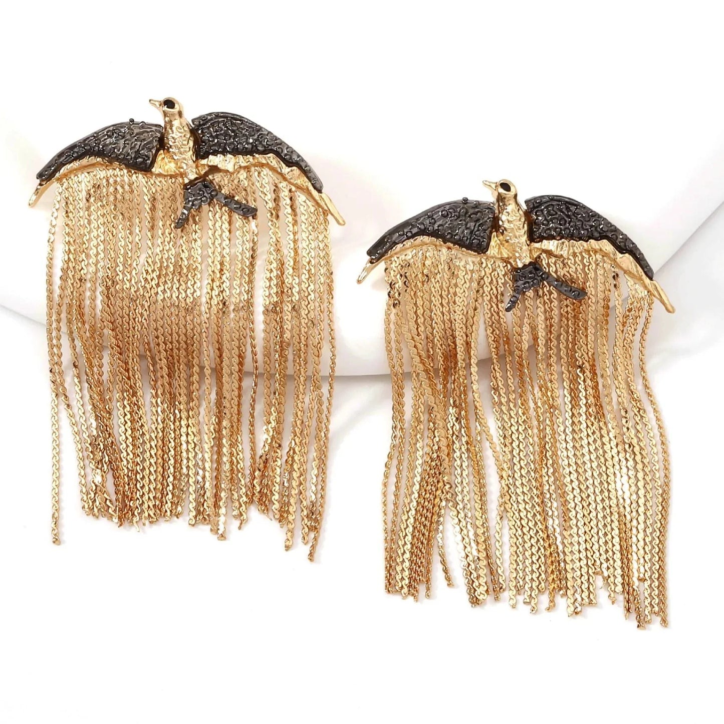 Golden Eagle Chain Earrings - Sphere Standouts