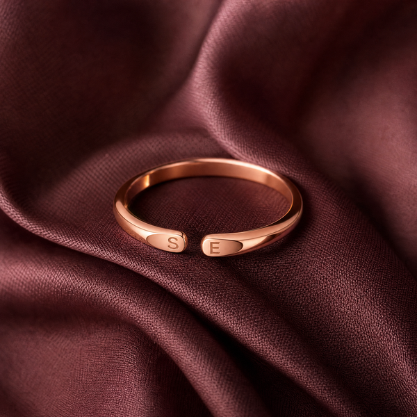 Mother and daughter wearing initial rings