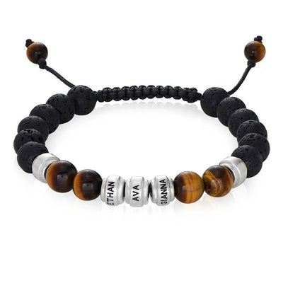 Lava Stone and Tiger's Eye Bead Bracelet - Sphere Standouts