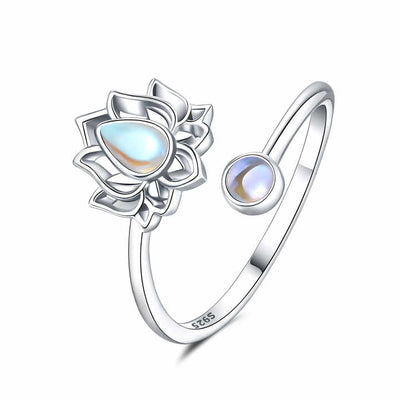 Lotus Moonstone Adjustable Ring - Sphere Standouts