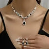 Elegant Crystal Droplet Set — styled jewelry set, healing stone jewelry for women