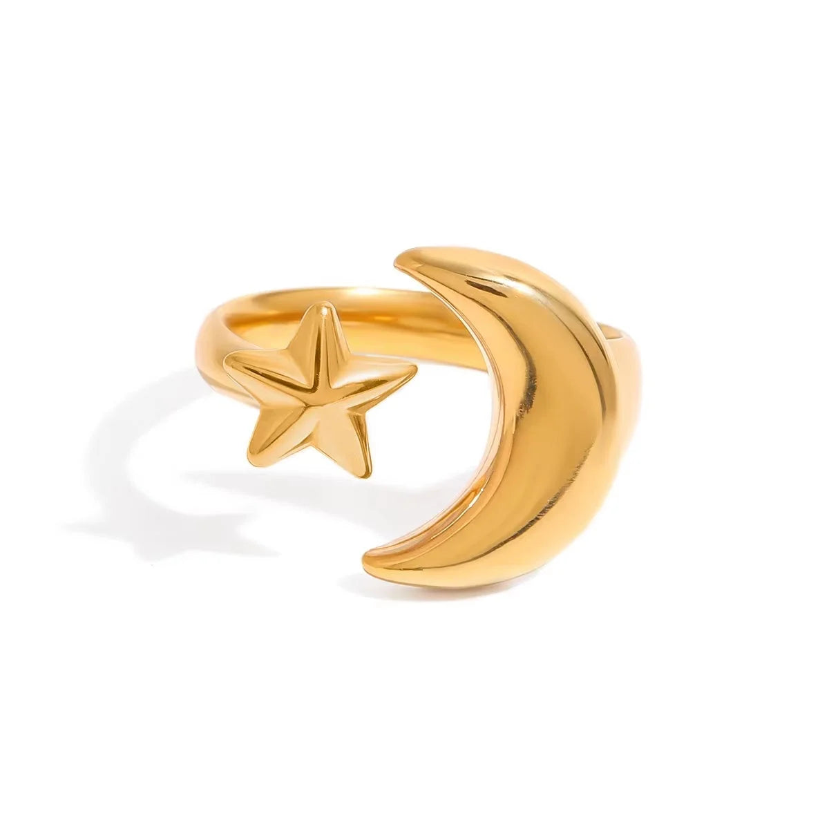 Elegant Star Moon Ring | Adjustable in Gold — ring for women