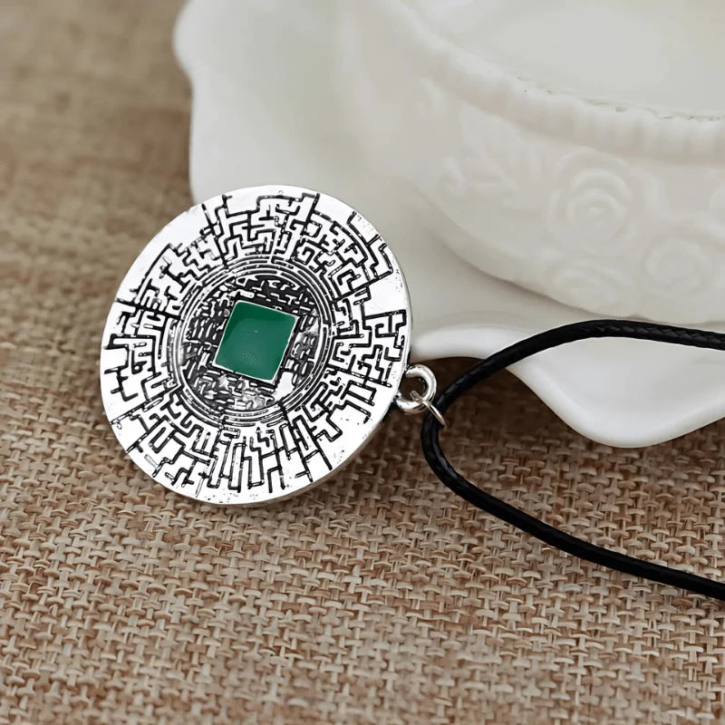 Maze Pendant Leather Necklace - Sphere Standouts