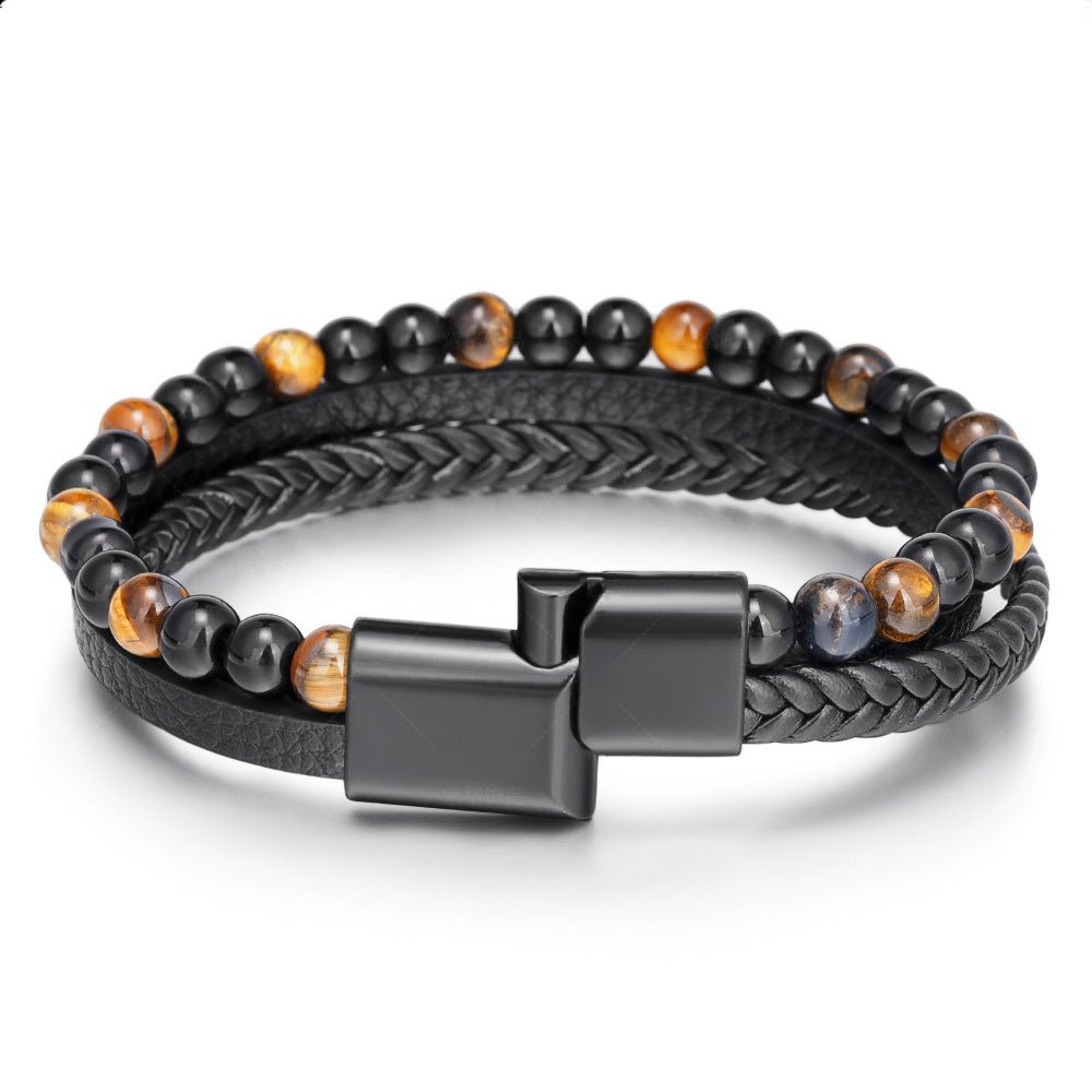 Multi Layer Leather Beaded Bracelet - Sphere Standouts