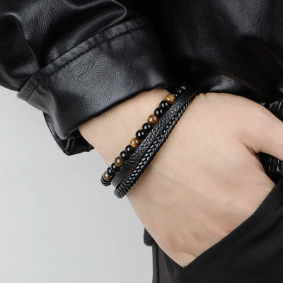 Multi Layer Leather Beaded Bracelet - Sphere Standouts