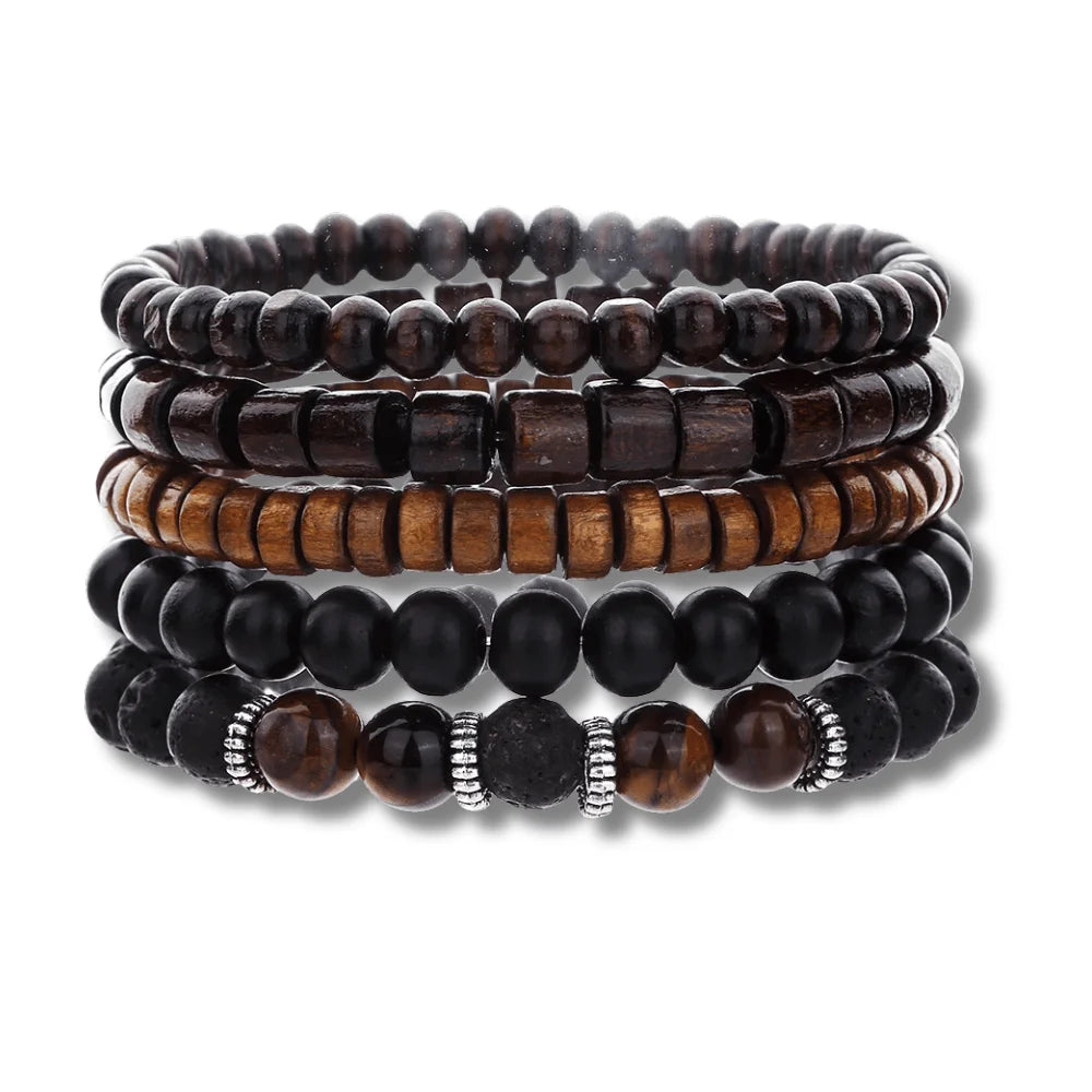 Multi Layer Wood Bead Bracelet - Sphere Standouts