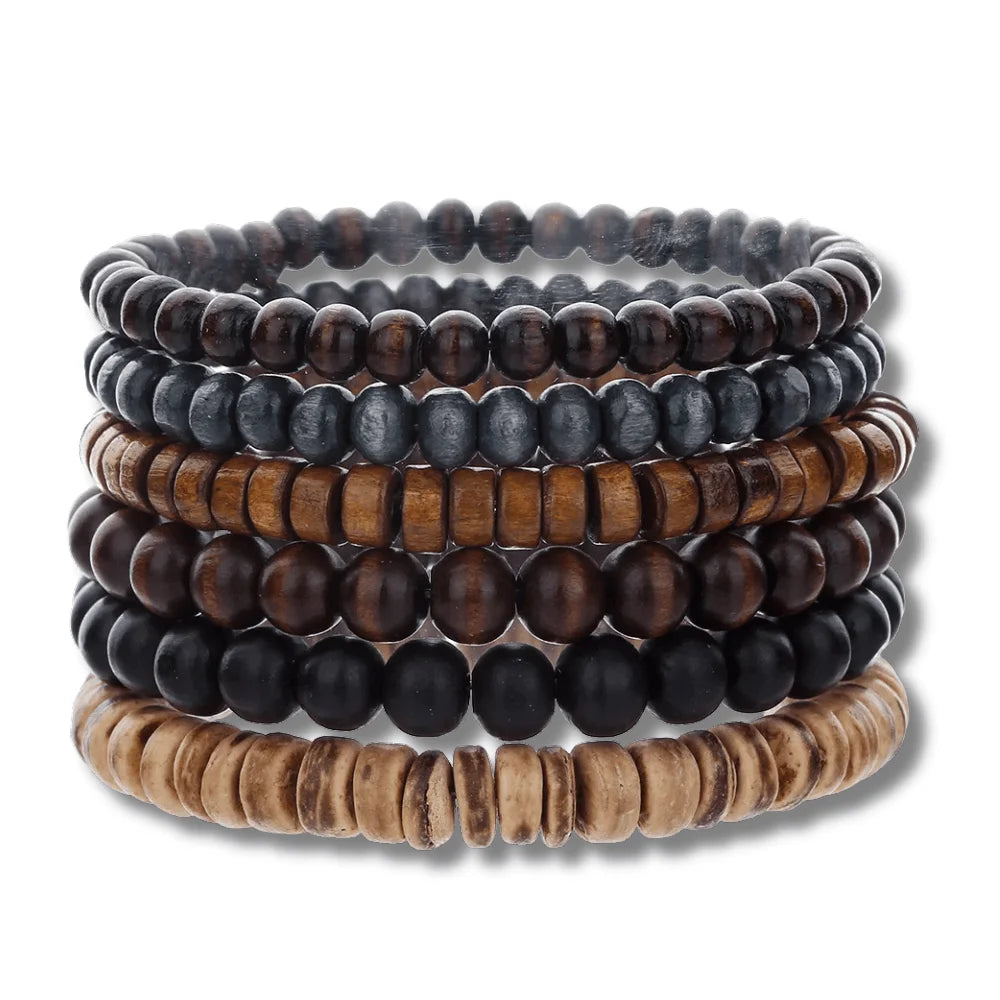 Multi Layer Wood Bead Bracelet - Sphere Standouts