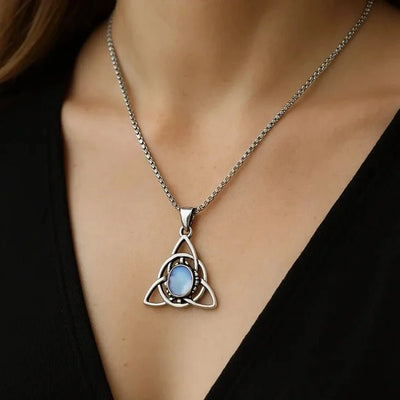 Mystical Moonstone Triquetra Necklace - Sphere Standouts