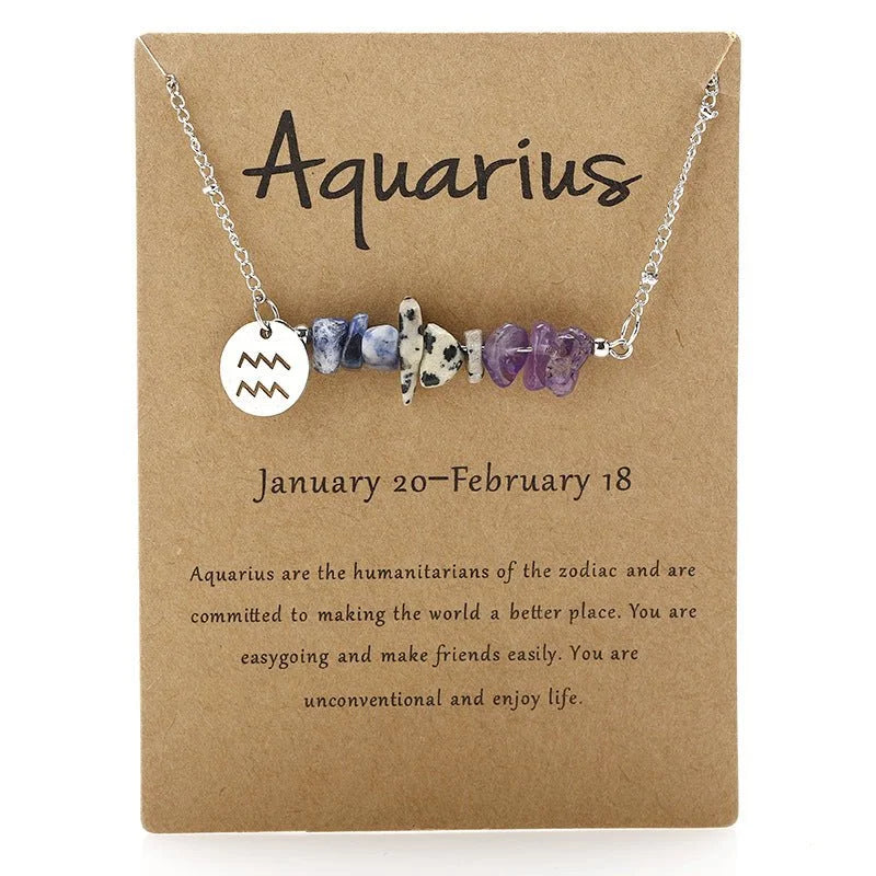Natural Stone Zodiac Sign Necklace - Sphere Standouts
