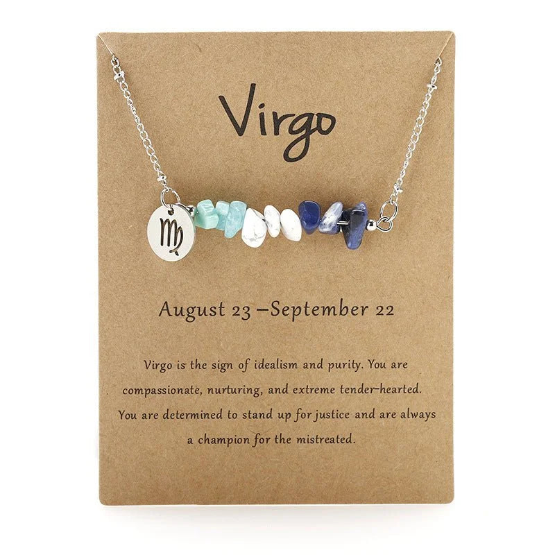 Natural Stone Zodiac Sign Necklace - Sphere Standouts