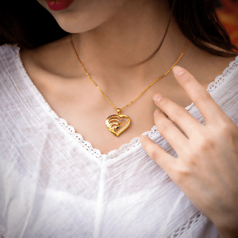 Personalized Name Heart Necklace with Birthstone - Sphere Standouts