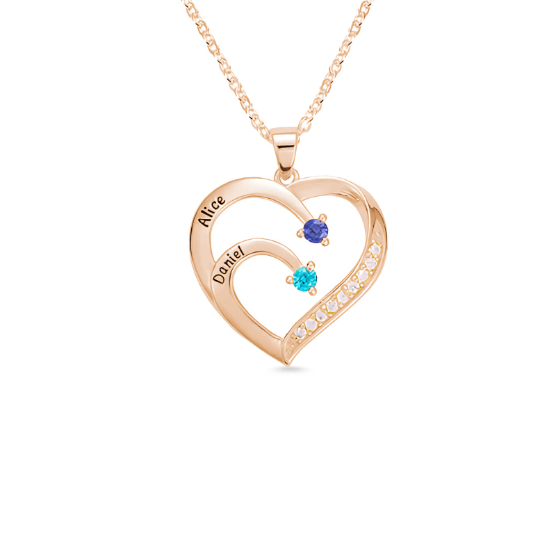 Personalized Name Heart Necklace with Birthstone - Sphere Standouts