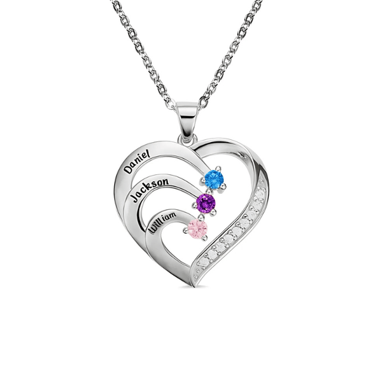 Personalized Name Heart Necklace with Birthstone - Sphere Standouts