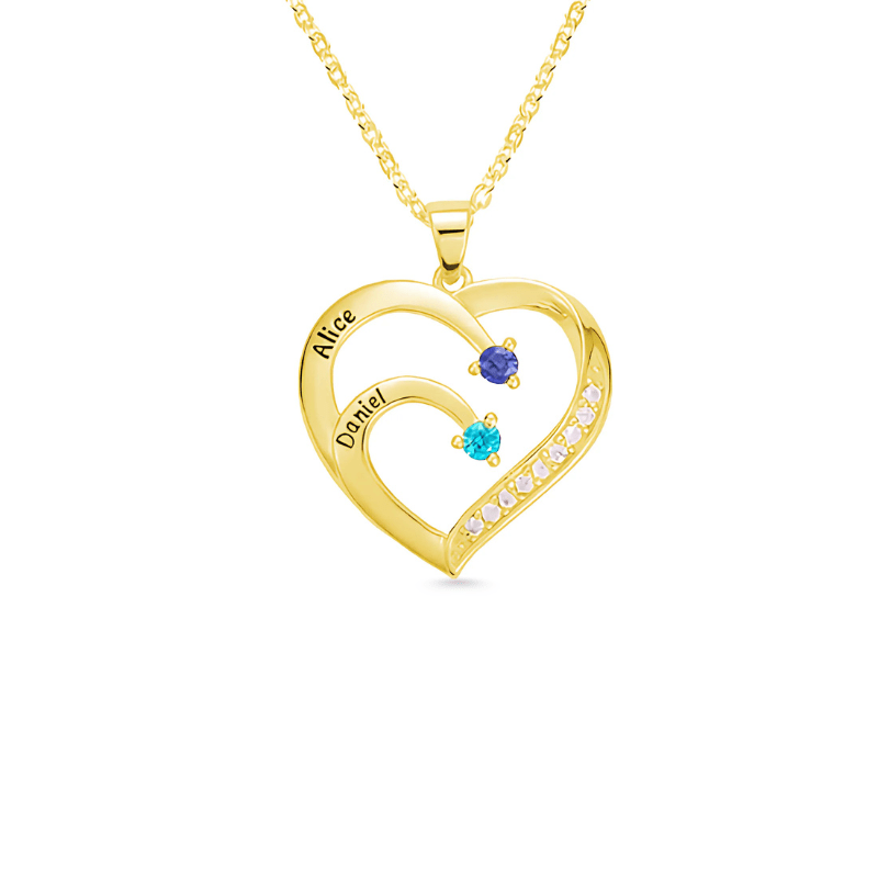 Personalized Name Heart Necklace with Birthstone - Sphere Standouts